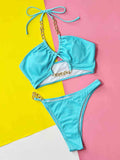 Halter Neck Chain Detail Two-Piece Bikini Set