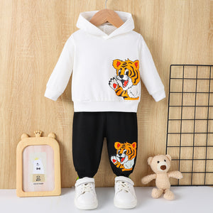 Tiger Long Sleeve Hoodie and Elastic Waist Pants Set