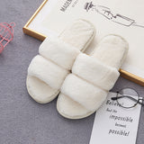 Faux Fur Double Strap Slippers