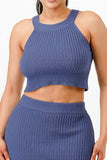 Halter Neck Tank Top And Bodycon Mini Skirt Set