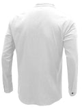 Men's woven solid color long-sleeved cotton and linen shirt