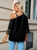 Women's elegant solid color metal buckle one-shoulder blouse