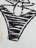 Striped Crisscross Cutout Tied Bikini Set