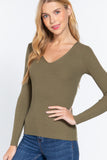 V-neck Viscose Rib Sweater