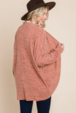 Two Tone Open Front Warm And Cozy Circle Cardigan With Side Pockets