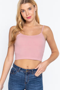 Round Neck W/removable Bra Cup Cotton Spandex Bra Top